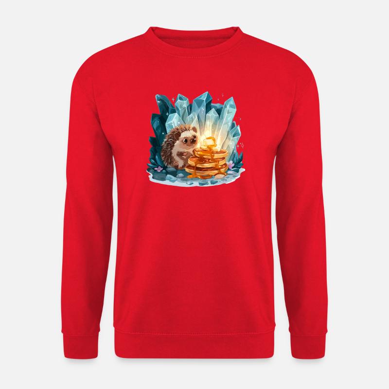 Igel mit goldenen Pfannkuchen - Unisex Pullover - Rot