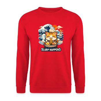Ramen Neko Great Wave - Unisex Sweatshirt - red - Front - Alina (178cm) & Michal (187cm)