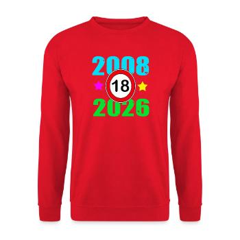 18th birthday 2026 - Unisex Sweatshirt - red - Front - Alina (178cm) & Michal (187cm)