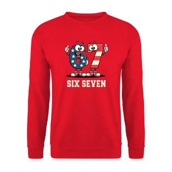US Flag 67 Memes Six Seven - Unisex Sweatshirt - red - Front - Alina (178cm) & Michal (187cm)