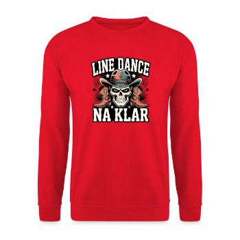 Line Dance Na Klar Skull - Unisex Pullover - Rot - Vorne - Alina (178cm) & Michal (187cm)