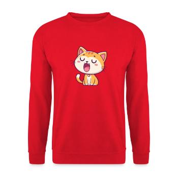 Cute Kitten Smiling - Unisex Sweatshirt - red - Front - Alina (178cm) & Michal (187cm)