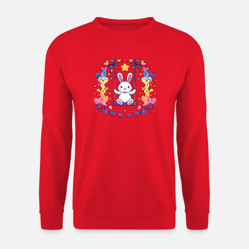 Cheerful bunny swing design - Unisex Sweatshirt - red