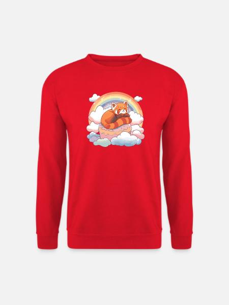 Red Panda in Rainbow Cloud Cake - Unisex Sweatshirt - red