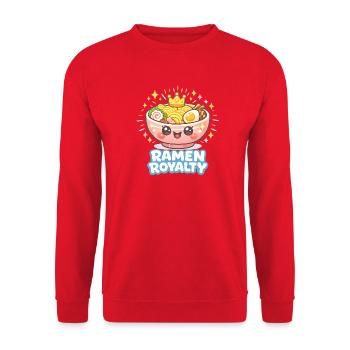 Ramen Royalty: Kawaii Nudeln Bowl - Unisex Pullover - Rot - Vorne - Alina (178cm) & Michal (187cm)