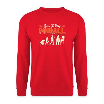 Born To Play Pinball Evolution - Unisex Sweatshirt - red - Front - Alina (178cm) & Michal (187cm)