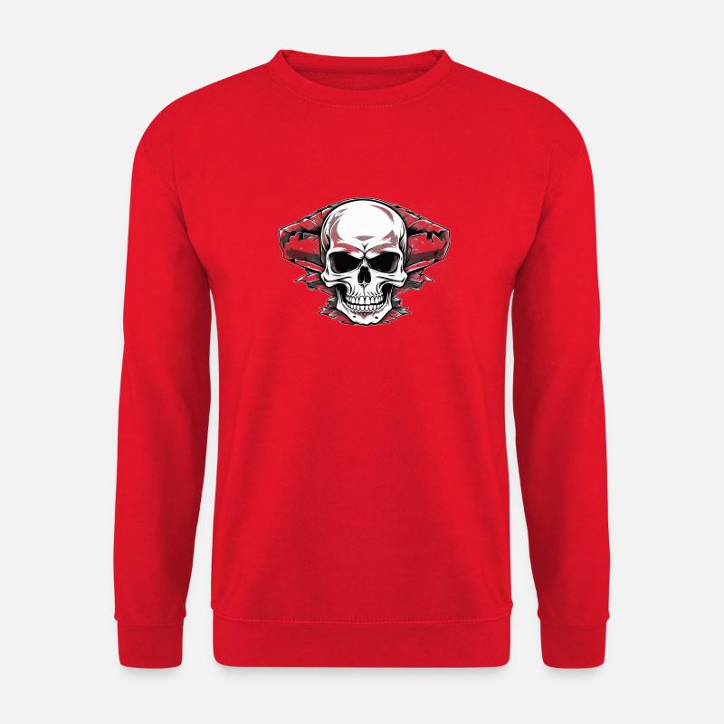 Skull through rock face - Unisex Sweatshirt - red