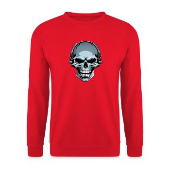Skull with headphones illustration - Unisex Sweatshirt - red - Front - Alina (178cm) & Michal (187cm)