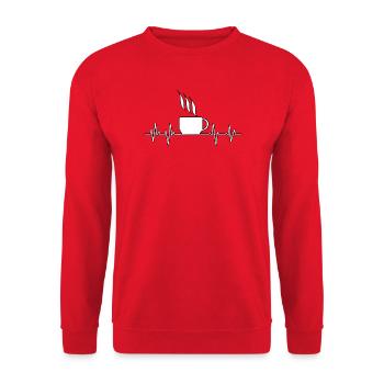 Herzschlag Kaffee - Unisex Pullover - Rot - Vorne - Alina (178cm) & Michal (187cm)