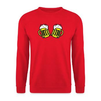 Bier Bierkrug Prost Comic - Unisex Pullover - Rot - Vorne - Alina (178cm) & Michal (187cm)