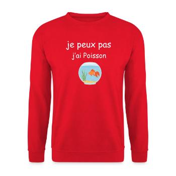 Ich kann keinen Fisch essen - Unisex Pullover - Rot - Vorne - Alina (178cm) & Michal (187cm)