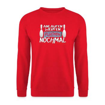 Run-up, throwing, cursing, bowling again - Unisex Sweatshirt - red - Front - Alina (178cm) & Michal (187cm)