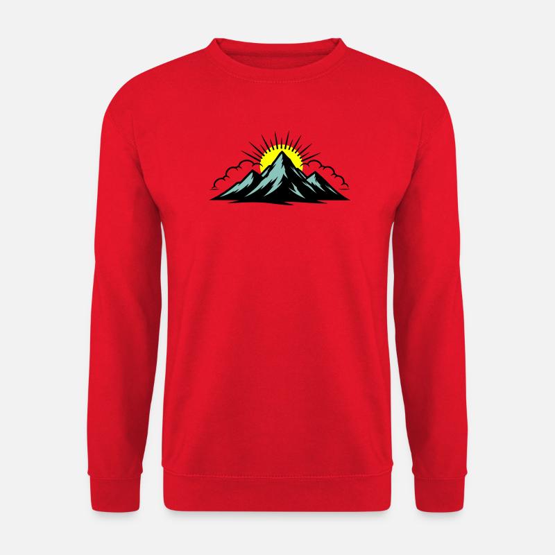 Berge Wolken Gipfel - Unisex Pullover - Rot
