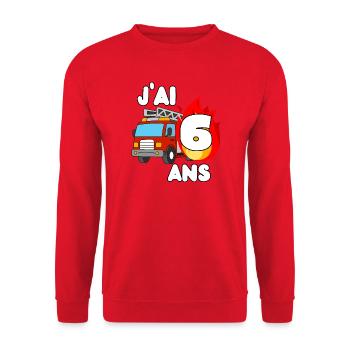I'm 6 years old fire truck fun - Unisex Sweatshirt - red - Front - Alina (178cm) & Michal (187cm)