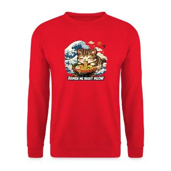 Kawaii Neko Ramen Cat Noodle Anime - Unisex Sweatshirt - red - Front - Alina (178cm) & Michal (187cm)
