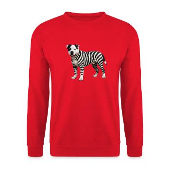 Pitbull in zebra look: Cool urban hybrid design - Unisex Sweatshirt - red - Front - Alina (178cm) & Michal (187cm)