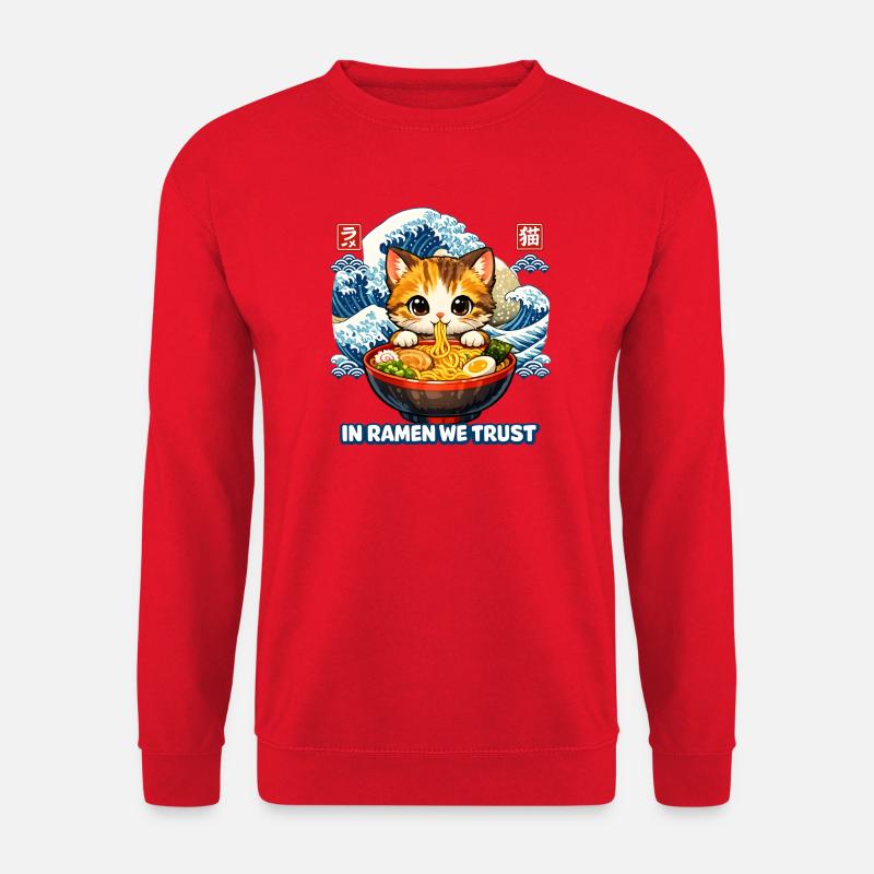 In Ramen We Trust Katze - Unisex Pullover - Rot