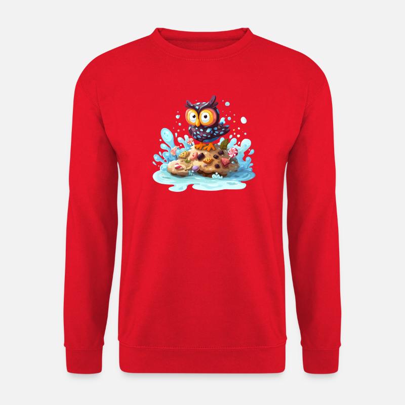 Owl Island with Sweets - Unisex Sweatshirt - red