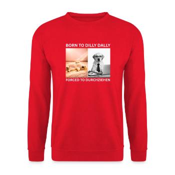 Labrador Meme - Né pour traîner / Forcé de faire du Go - Sweat-shirt Unisexe - rouge - Devant - Alina (178cm) & Michal (187cm)