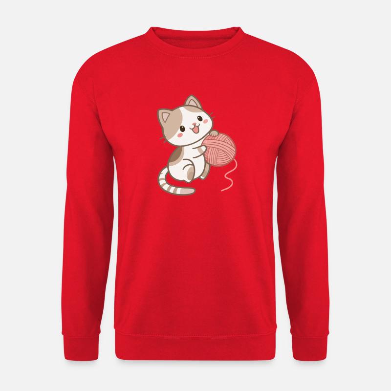 Kätzchen und Wollknäuel - Unisex Pullover - Rot