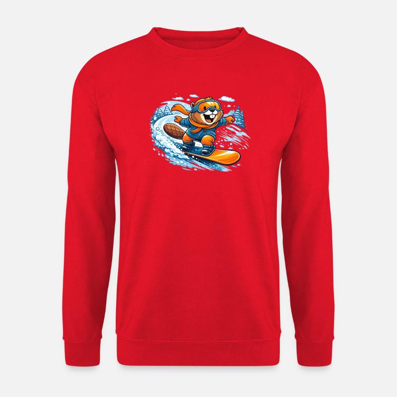 Biber Snowboard Winter - Unisex Pullover - Rot