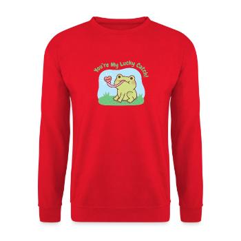 Cute Frog Catches Heart You Are My Lucky Catch - Unisex Sweatshirt - red - Front - Alina (178cm) & Michal (187cm)