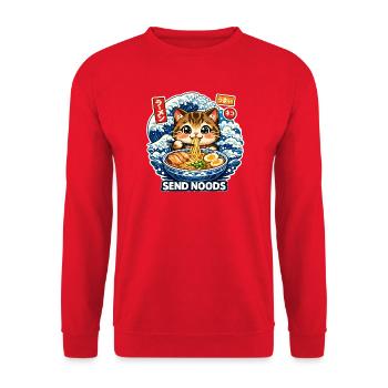 Send Noods Ramen - Unisex Pullover - Rot - Vorne - Alina (178cm) & Michal (187cm)