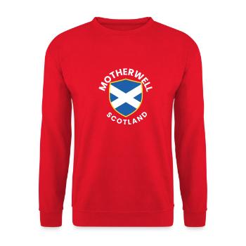 Scottish Shield Saltire - Unisex Pullover - Rot - Vorne - Alina (178cm) & Michal (187cm)