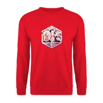 Geometrisches Graffiti-Prisma - Unisex Pullover - Rot - Vorne - Alina (178cm) & Michal (187cm)