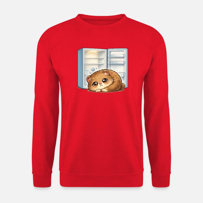 Petit chat devant un réfrigérateur ouvert - Sweat-shirt Unisexe - rouge