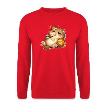 Keksliebende Katze - Unisex Pullover - Rot - Vorne - Alina (178cm) & Michal (187cm)