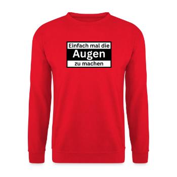 Einfach_mal_die_Augen_zu - Unisex Pullover - Rot - Vorne - Alina (178cm) & Michal (187cm)