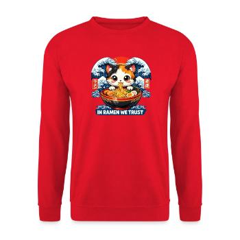 Ich brauche Ramen - Unisex Pullover - Rot - Vorne - Alina (178cm) & Michal (187cm)