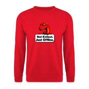 Nicht ausgestorben, sondern Offline-Dino - Unisex Pullover - Rot - Vorne - Alina (178cm) & Michal (187cm)
