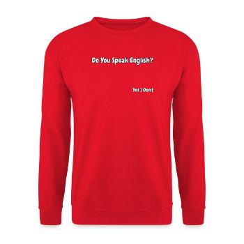 Funny English Language Joke Design - Unisex Sweatshirt - red - Front - Alina (178cm) & Michal (187cm)