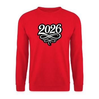 2026 Jahr - Unisex Pullover - Rot - Vorne - Alina (178cm) & Michal (187cm)