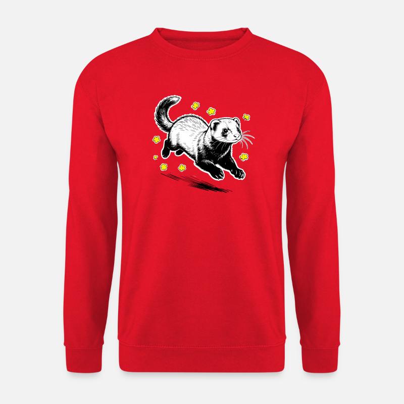 Frettchen in Blüten glitzern - Unisex Pullover - Rot