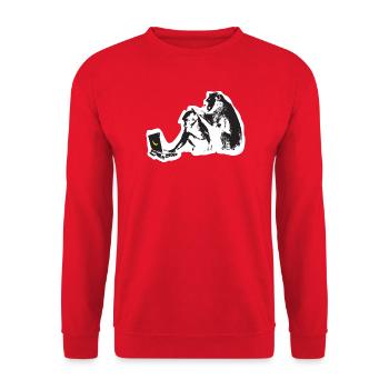 Street Art Tech Monkey - Unisex Sweatshirt - red - Front - Alina (178cm) & Michal (187cm)