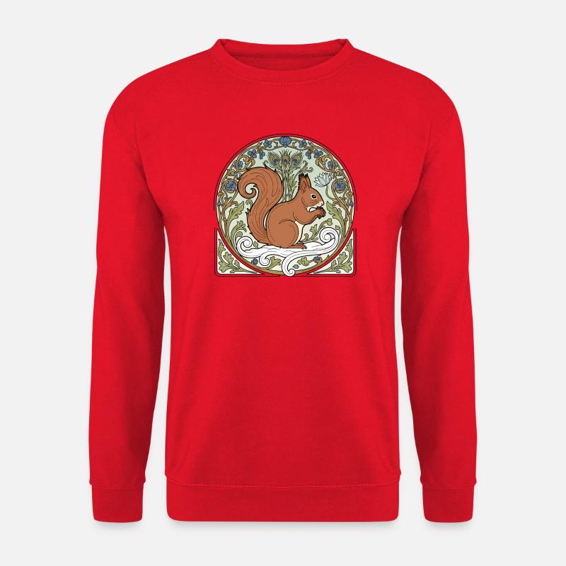 Eichhörnchen im Jugendstil-Ornament - Unisex Pullover - Rot