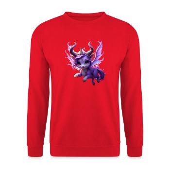 Lila Drache mit Krone - Unisex Pullover - Rot - Vorne - Alina (178cm) & Michal (187cm)