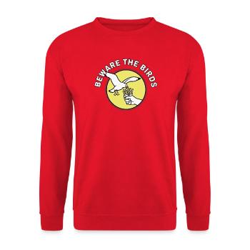 Beware the Birds Seagull French Fries - Unisex Sweatshirt - red - Front - Alina (178cm) & Michal (187cm)