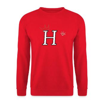Buchstabe h Kronenherz - Unisex Pullover - Rot - Vorne - Alina (178cm) & Michal (187cm)