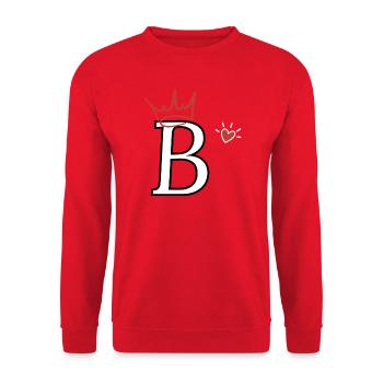 Buchstabe B Kronenherz - Unisex Pullover - Rot - Vorne - Alina (178cm) & Michal (187cm)