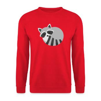 Süßer schlafender racoon minimalistischen Stil - Unisex Pullover - Rot - Vorne - Alina (178cm) & Michal (187cm)