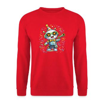 Robot de carnaval – Motif coloré de carnaval avec fête - Sweat-shirt Unisexe - rouge - Devant - Alina (178cm) & Michal (187cm)