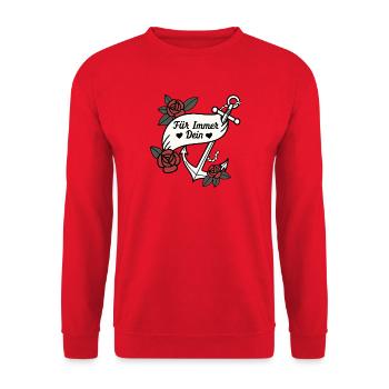 Für Immer Dein Anker mit Rosen - Unisex Pullover - Rot - Vorne - Alina (178cm) & Michal (187cm)