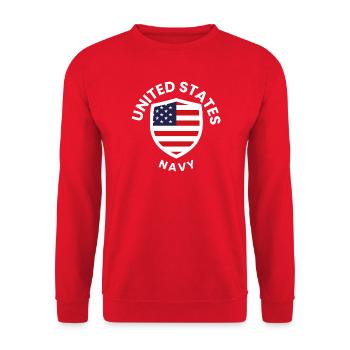 U.S. Flag Shield Navy - Unisex Sweatshirt - red - Front - Alina (178cm) & Michal (187cm)