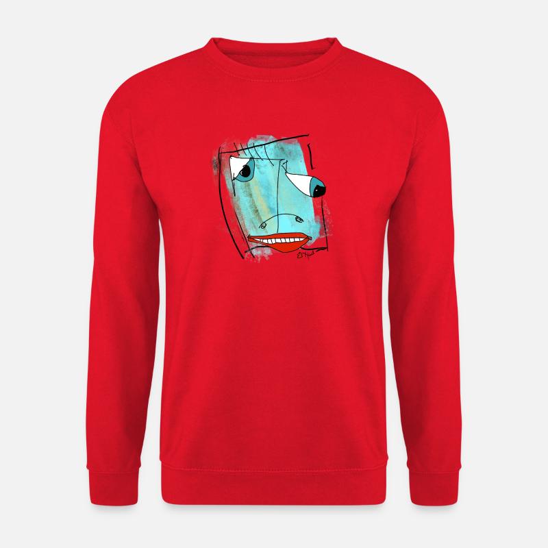 Abstraktes Gesichtsdesign Aquarell - Unisex Pullover - Rot