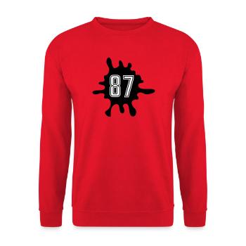 Klecks 87 Zahl - Unisex Pullover - Rot - Vorne - Alina (178cm) & Michal (187cm)