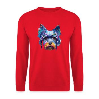 Miniature Schnauzer Dog Colorful Pop Art Portrait - Unisex Sweatshirt - red - Front - Alina (178cm) & Michal (187cm)
